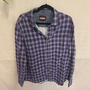 Purple and Navy Plaid Casual Button Down Shirt
